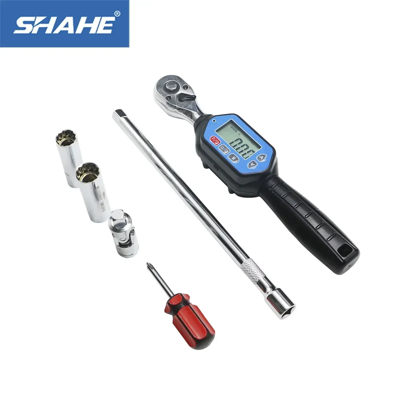

Shahe Digital Torque Wrench Kit 1.8~60N.m 3/8''Drive Dual-Direction Ratchet Head Bicycle Moto Repair Hand Tool