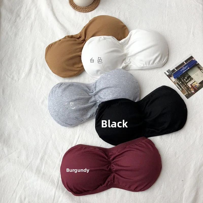 Beach Vacation Strapless Cross Back Wireless Bra Anti-Light Wrap Chest Anti-Slip Band Chest Pad Women's Vest Tank Top