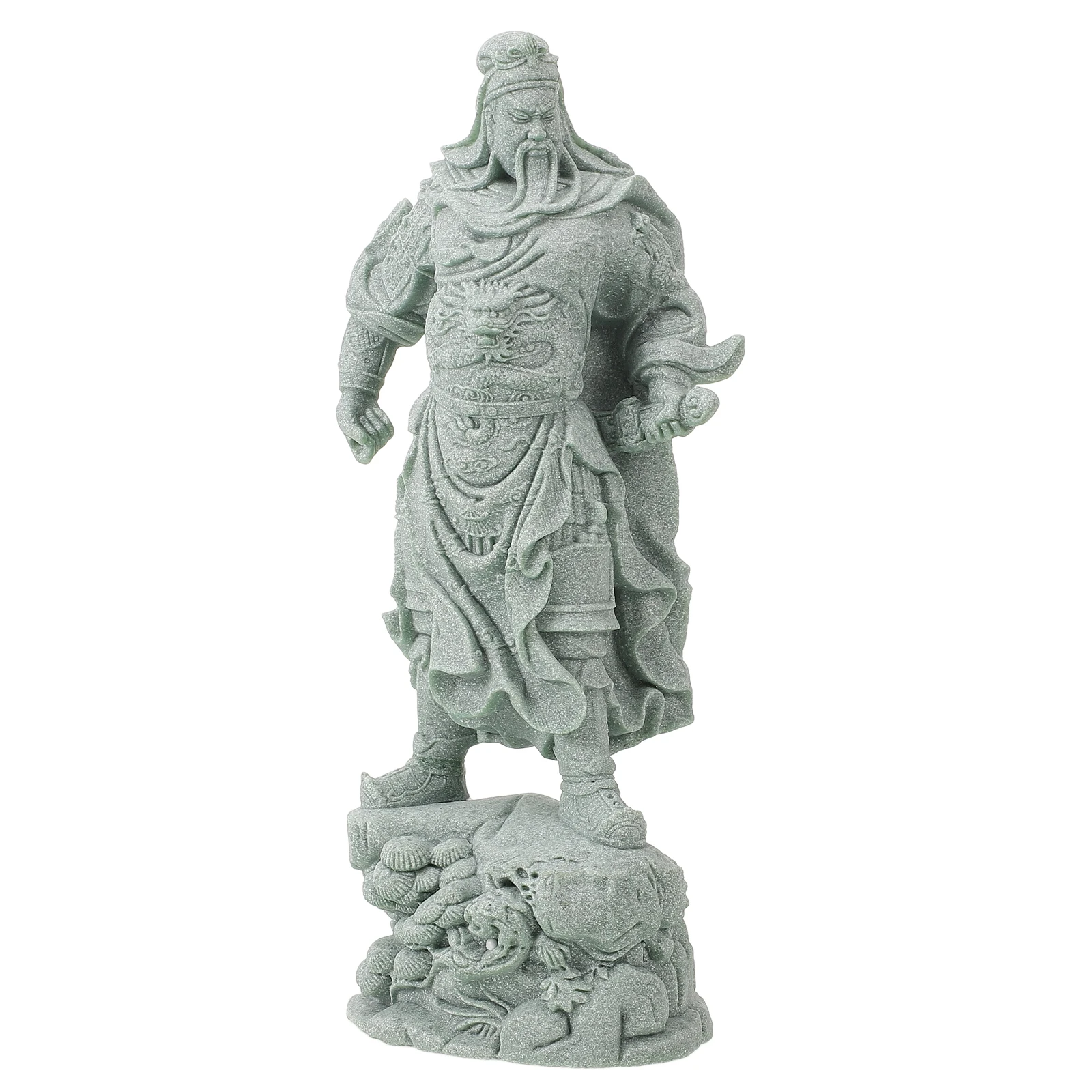 

Guan Indoor Desktop Decor Retro Garden Desktop Guan Statue Adornment Wealth God Grey Color Sculpture