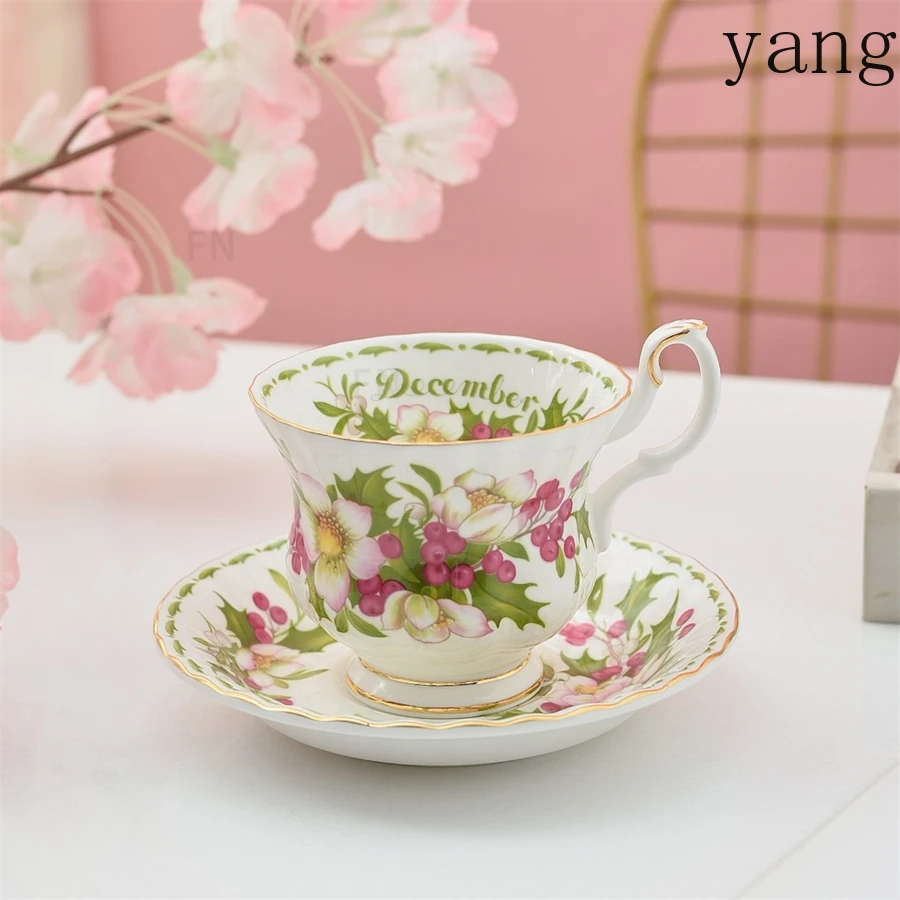 Bone china cups and pickles December printing afternoon coffee cup black tea cup and sauce gift box kitchen supplies
