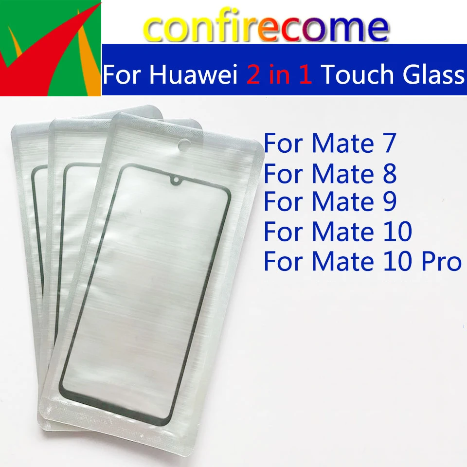 

10pcs\Lot 2 in 1 LCD Sensor Glass For Huawei Mate 7 8 9 10 Pro 20 Lite 20X Touch Screen Glass Lens With OCA Glue Replacement