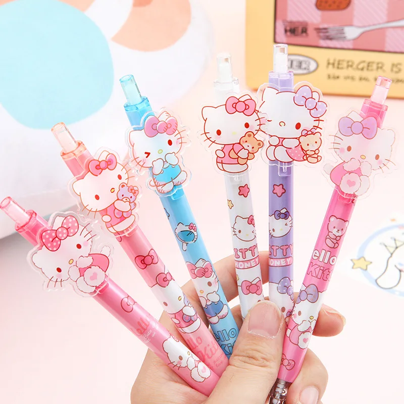 48pcs Sanrio Hello Kitty Gel Pens Cute Office Signature Neutral Pen Kids Student Writing School Supplies Stationery Wholesale