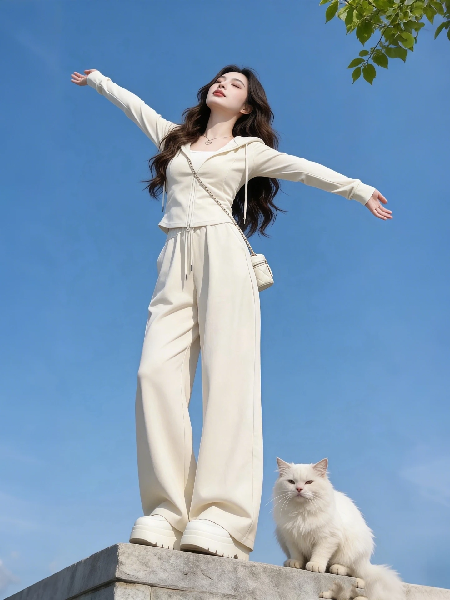 

Chic Casual Sportswear Set Women's Hoodie Wide Leg Pants Mid-Aged Fashion Spring Autumn New Arrival Two-Piece Suit Office Wear