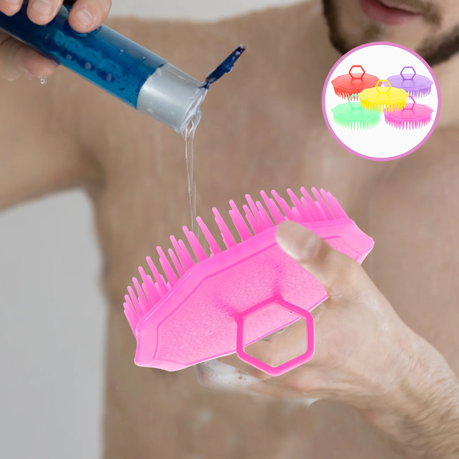 

5 PCS Portable Hair Comb Scrubber for 's Scalp Anti Dandruff Shampoo