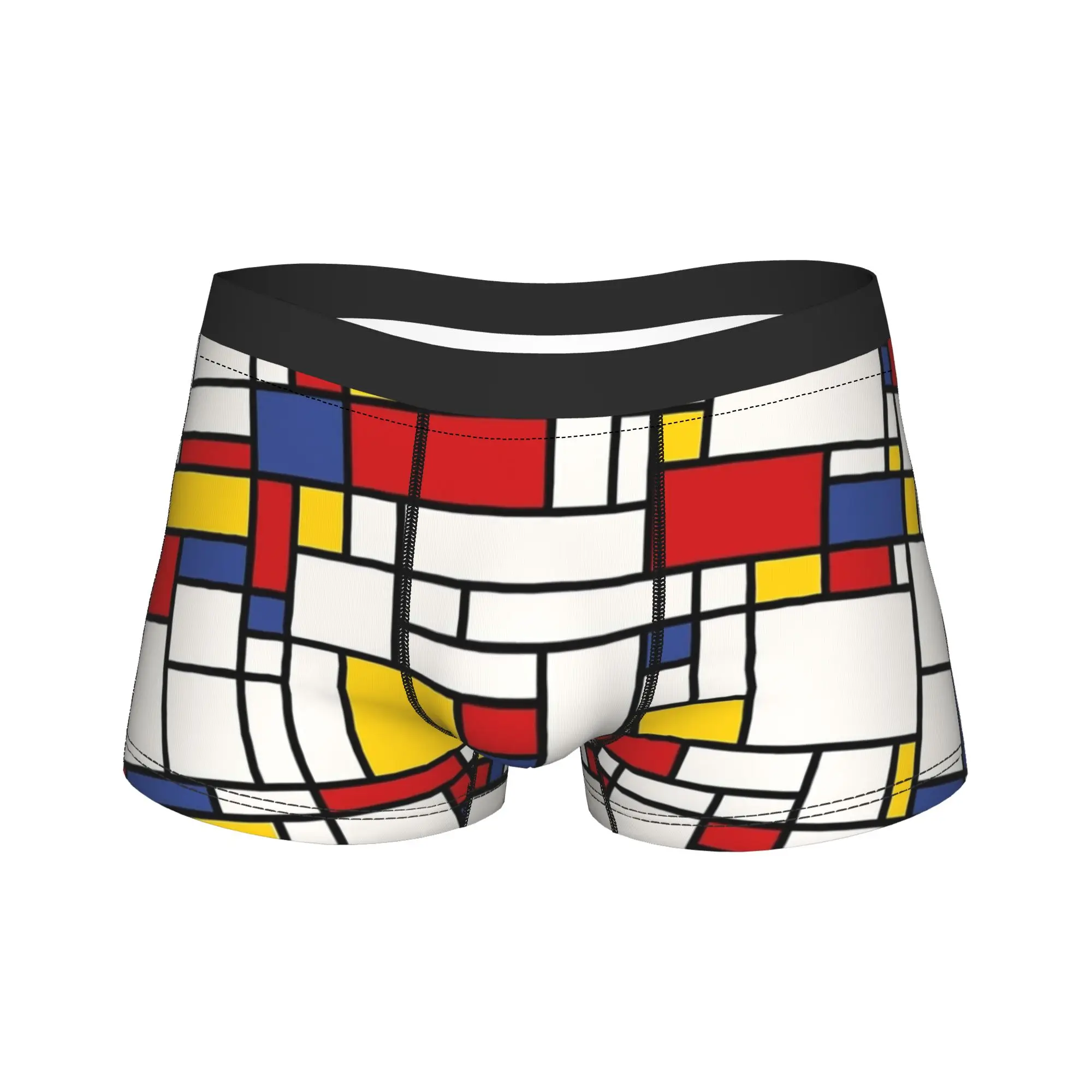 Piet Mondrian Abstract Pop Art 1960s Red Blue Yellow Underwear Male Shorts Briefs Boxer Shorts Hot Sale Print Oversize Panties