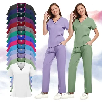 Infirmière gommages nouvelle mode gommage médical doux respirant survêtement pantalon ensemble uniformes chirurgicaux femme soins infirmiers clinique médecin vêtements de travail