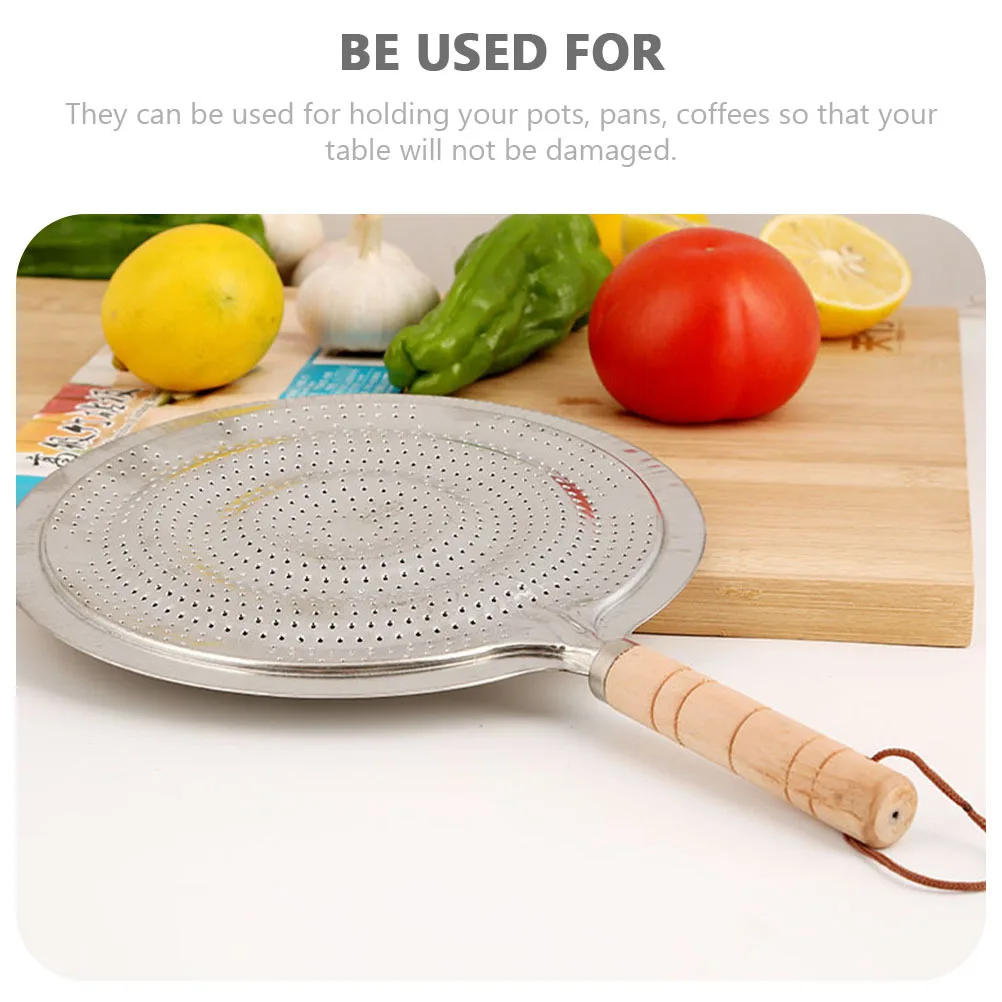 

3pcs Wooden Handle Coaster Set Natural Iron Wood Heat Resistance Mats For Kitchen Coffee Pads Anti-Scalding Table Protection