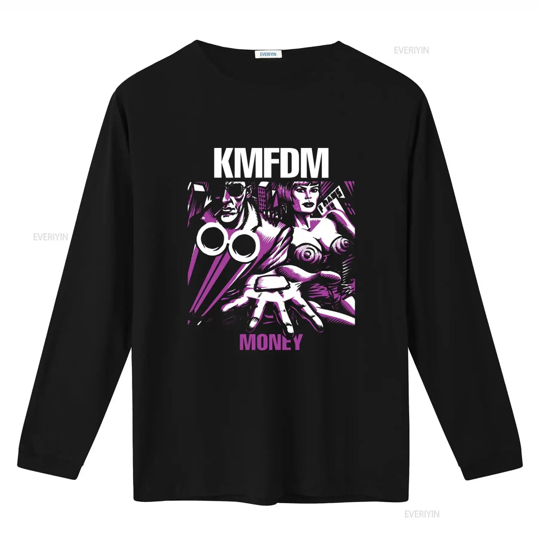 KMFDM Money Print T Shirt Stylish Black Design for Men and Women vintage Washed Stretched fashion streetwear Unisex homme