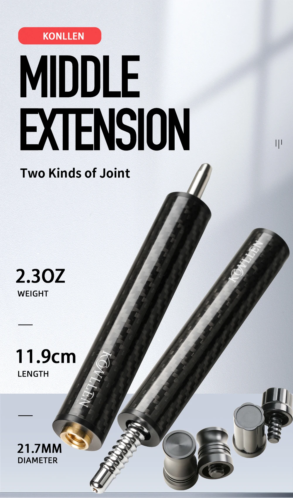 Silikon-Mittel verlängerung Carbon Pool Extender, Billard verlängerung werkzeug, Billard halter, profession elles Zubehör aus Aluminium legierung – Detail 1
