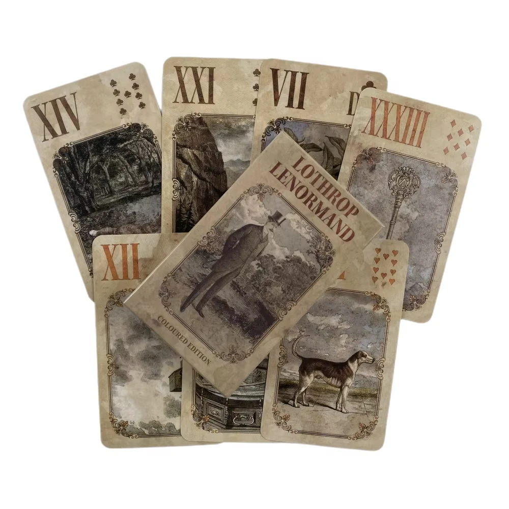بطاقات Lothrop Lenormand Oracle A 38 الإنجليزية العرافة الملونة الطبعة سطح السفينة ألعاب Borad