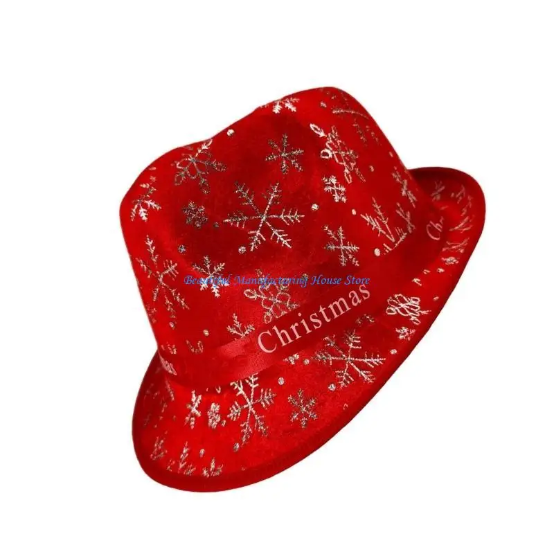 E56A Sequined Christmas Celebration Hat Adult Party Fedoras Hat Family Gathering Hat