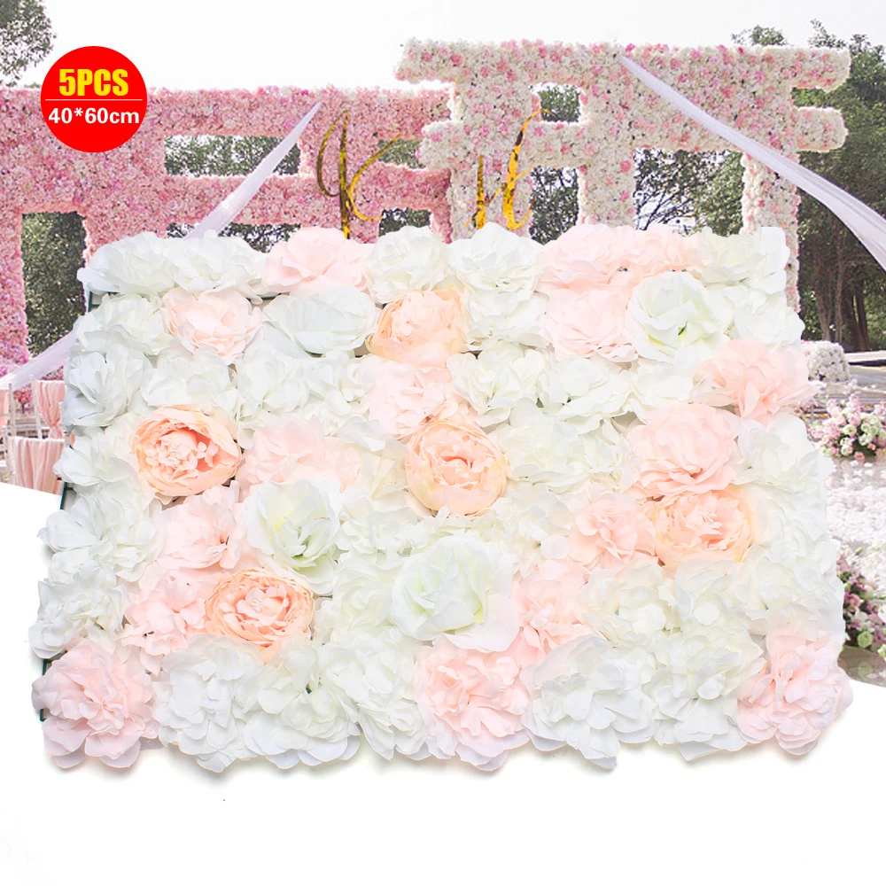 5packs DIY Floral Background Mat 3D Silk Flowers Wedding Arrangement for Wedding Birthday Party Shop Photo Backdrops Home Decor