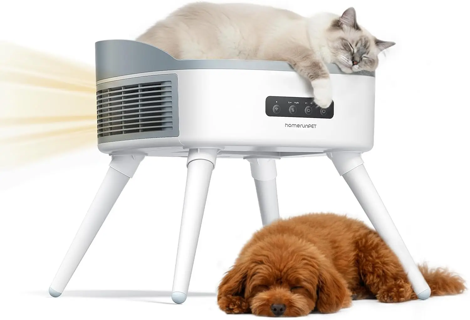 

Pet-Friendly Space Heater: 2-in-1 Heated Cat Bed & Air Filter, 1300W Quiet Safe Heater for Cats & Small Dogs Up to 20lbs