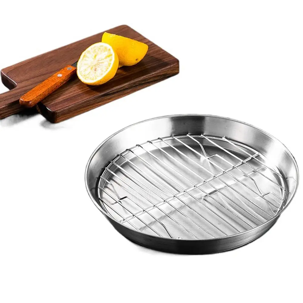 304 Stainless Steel Air Fryer Baking Tray Elevated Mesh Food-Grade Air Fry Basket Non-stick Heat-resistant Circular Drain Pan