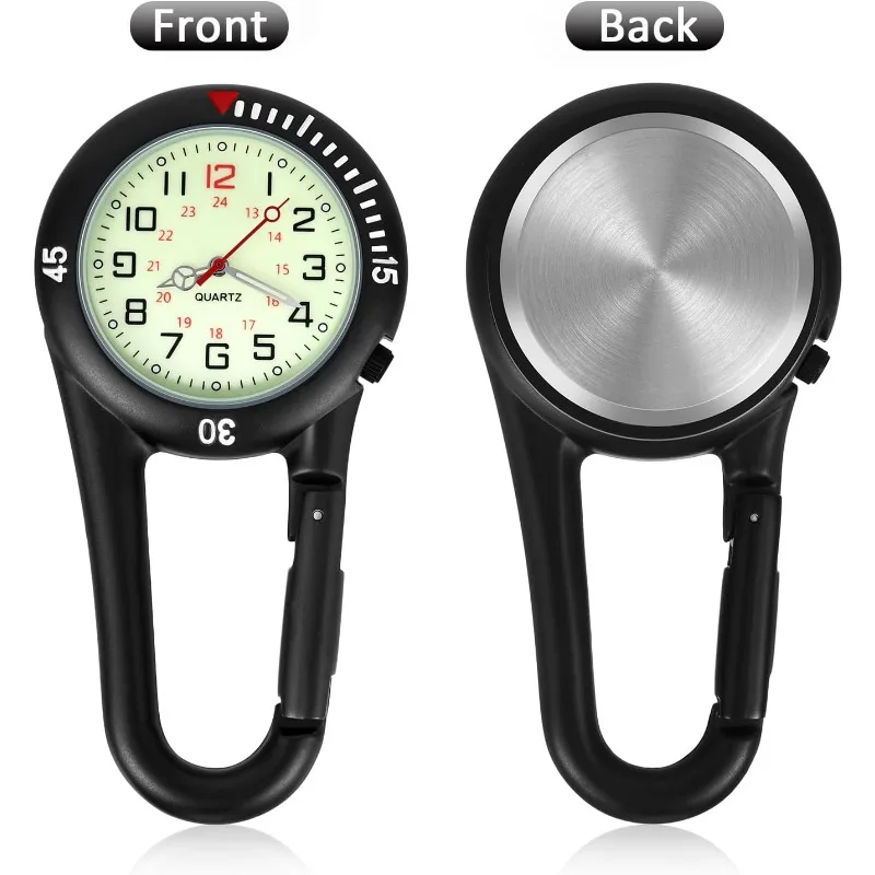 Clip On Carabiner Watch Alloy Mater Carabiner Digital Watch For Hikers Mountaineering Outdoor Backpack Luminous Sports Watches