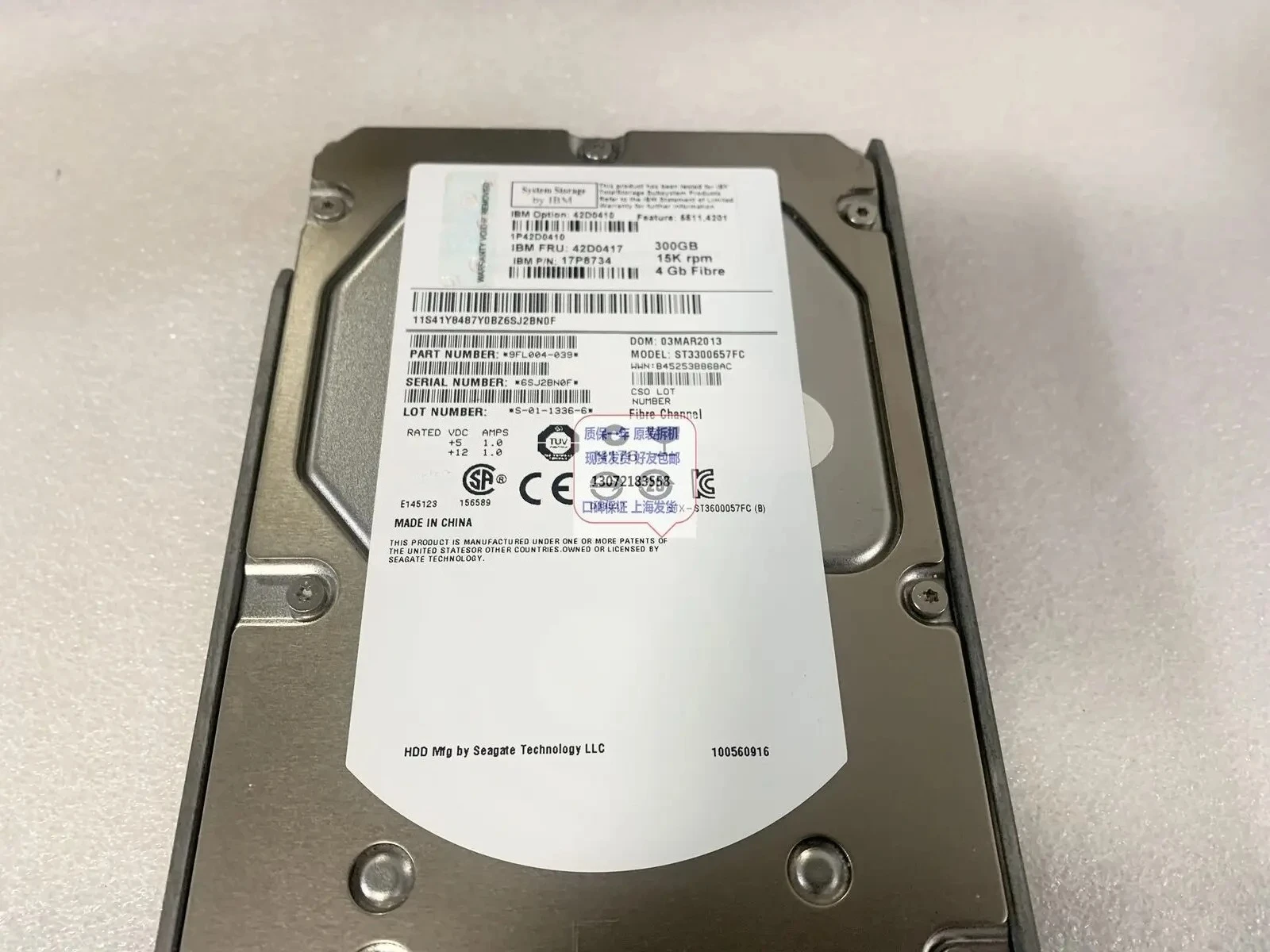 

Для IBM 5415 42D0410 42D0417 300G 3,5 дюйма 15K 4 ГБ FC серверный жесткий диск DS4700