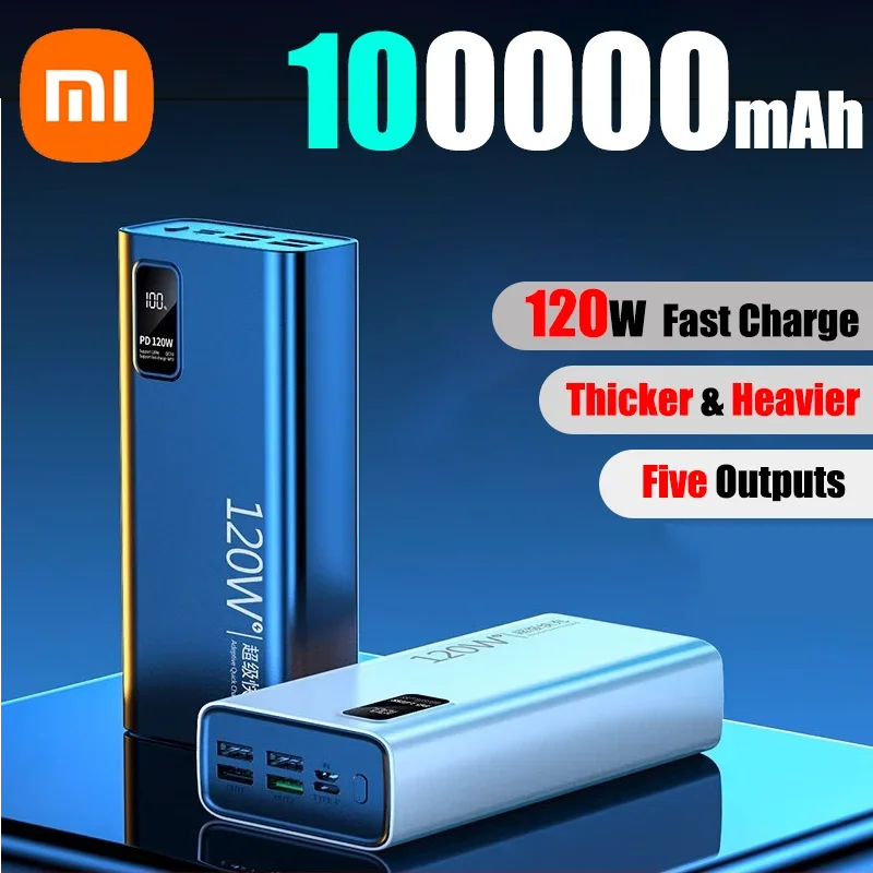 

Xiaomi 100000 High Capacity Power Bank 120W Fast Charging Powerbank Portable Battery Charger For iPhone Samsung Huawei
