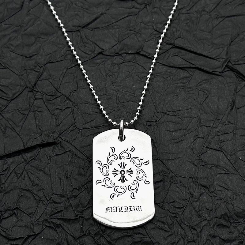 

S925 sterling silver retro old large sunflower army brand pendant necklace European and American men and women