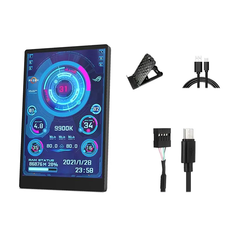 A75Q-320X  480 3.5 Inch IPS Type C Secondary Screen USB LCD Monitor For Computer CPU GPU RAM HDD Display Freely AIDA64 Win10 11