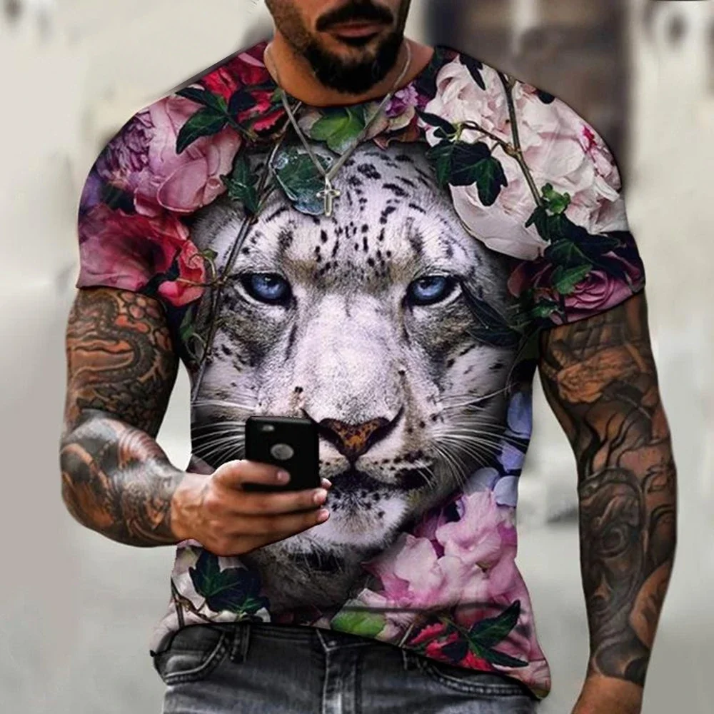 Summer fashion tiger/lion domineering 3D printed personalized cool casual street style T-shirt