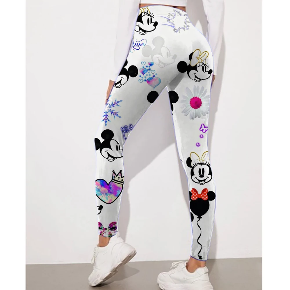 ผู้หญิงยิมLeggings Disney Mickey Mouse Minnieพิมพ์Mujer Push Up BootyกางเกงScrunchกีฬาฟิตเนสสูงเอวออกกําลังกายโยคะ