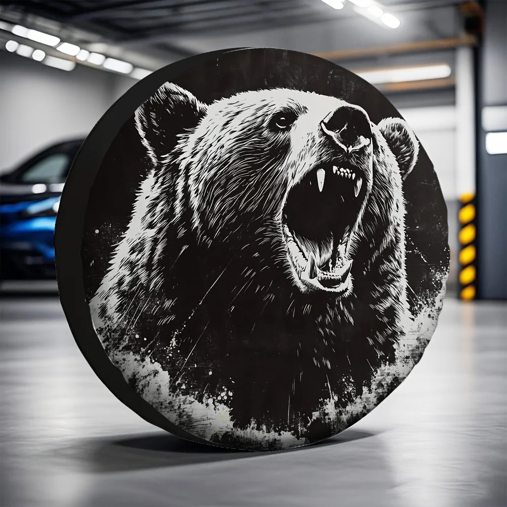 

Чехол для запасного колеса Roaring Grizzly Bear, прочный полиэстер, защита автомобиля на открытом воздухе, универсальная посадка