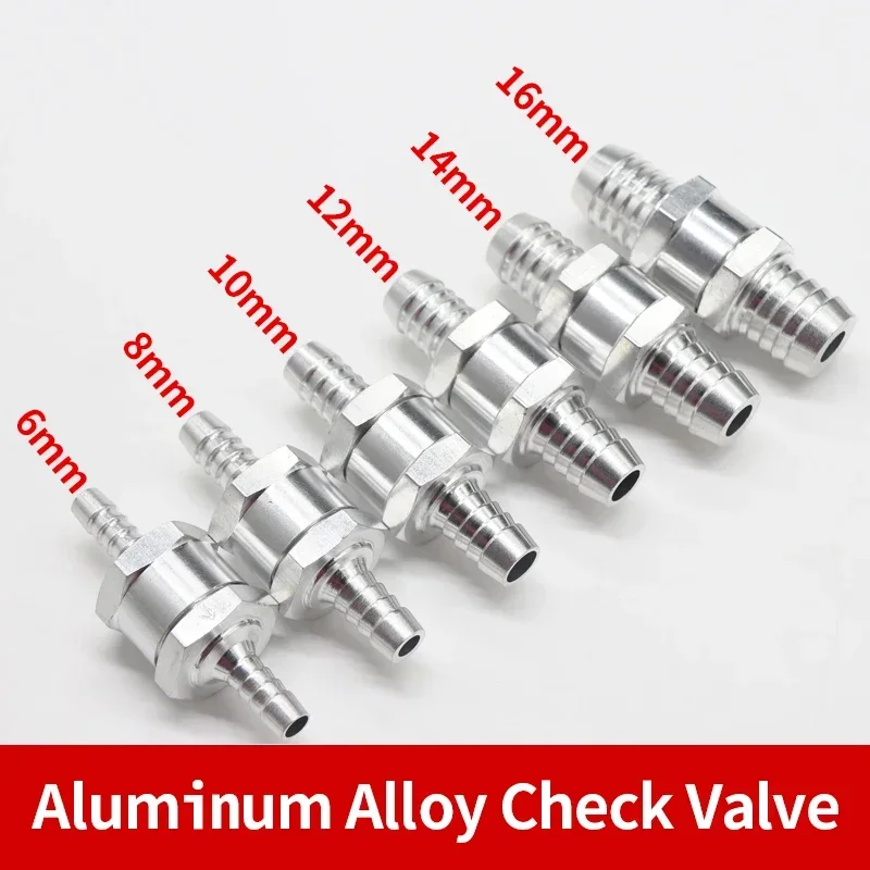 1/5Pcs One Way Check Valves  6mm 8mm 10mm 12mm 14mm 16mm Aluminium Alloy Fuel Non Return Check Valve One Way Fit Carburettor