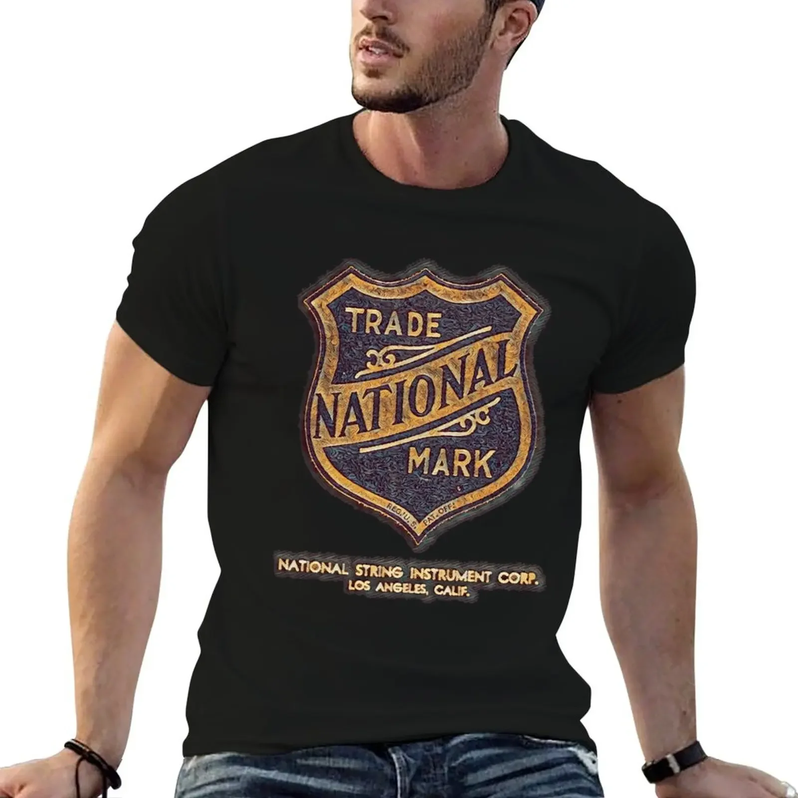 

National Guitar Shield T-Shirt plus sizes quick drying anime figures mens t shirts