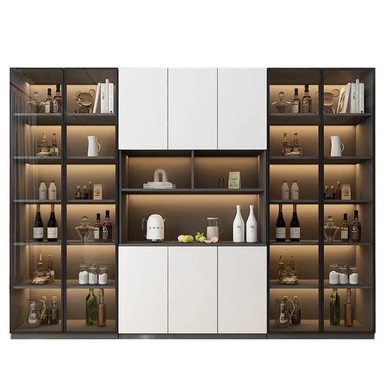 

dining side cabinet, high cabinet, integrated against the wall, modern simplicity, light luxury, living room storage