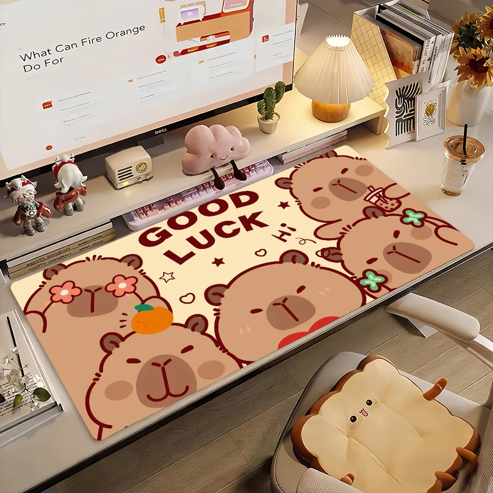 Cute Capybara Cartoon Mouse Pad Non-slip Rubber Gamer Balance Computer Mat Decoracion Deskmat Laptop Office Large