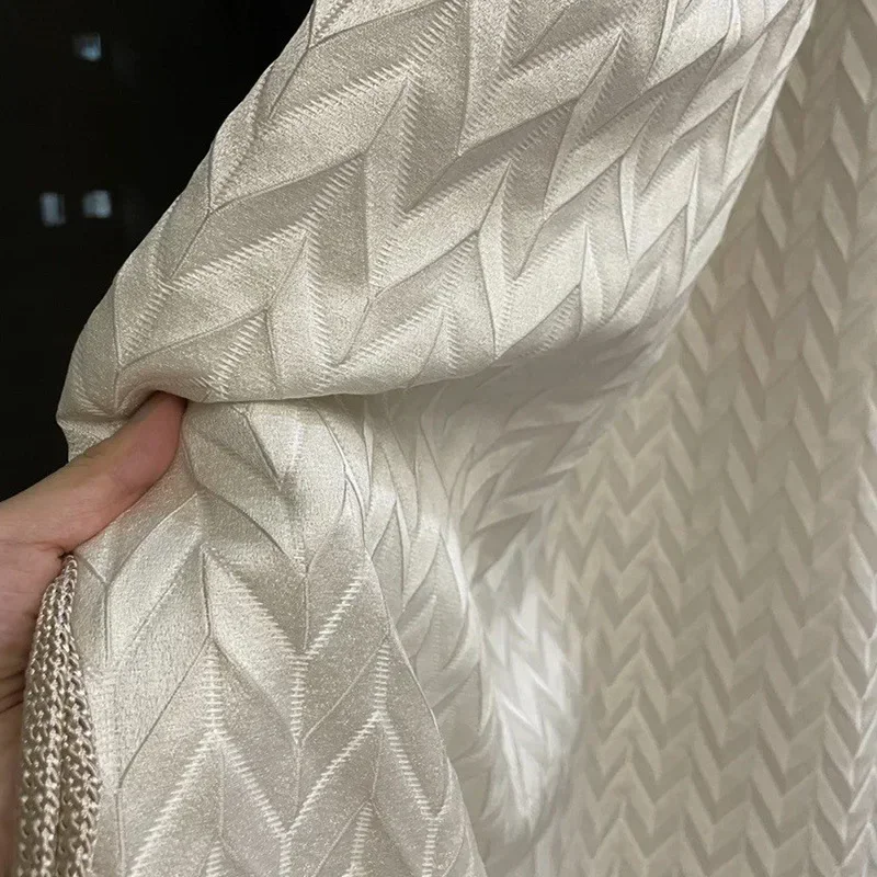 

Custom Size Cream Curtains for Living Dining Room Bedroom Three-dimensional Luxury Relief High-precision Jacquard Model Room