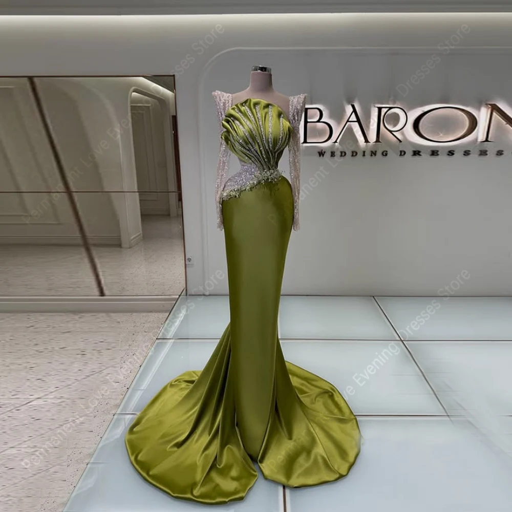 

2026 Charming Long Sleeves Women Evening Dresses Sweetheart Mermaid Prom Gown Ball Mopping Length فساتين سهرات Custo