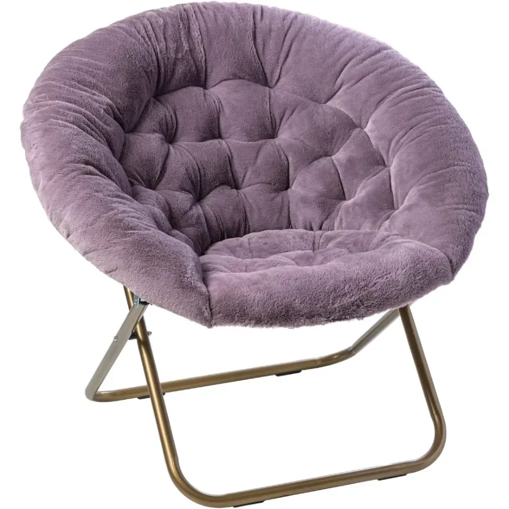 

Faux Fur Saucer Chair, Foldable Comfy Bedroom Chair, Cozy Dorm Lounge Chair for Kids, Teens, and Adults