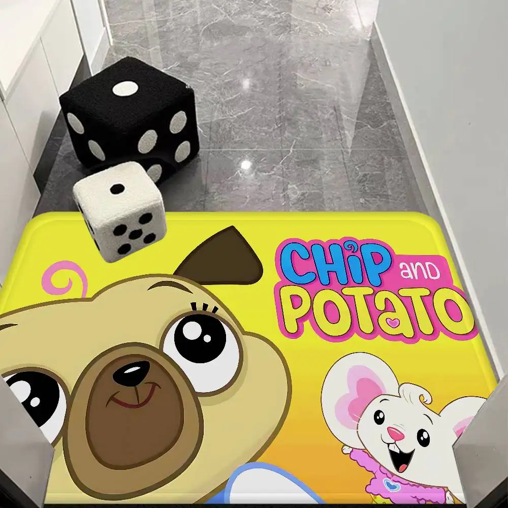 Chip And Potato Anime Door Mat Kids Room Bedroom Decoration Balcony Anti-Slip Doormat Living Room Doormat Area Rug