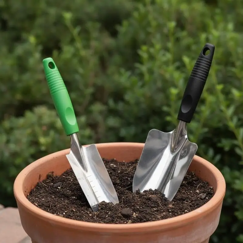Stainless Steel Garden Trowel With Depth Markings Ergonomic Soft Grip Handle For Planting Transplanting Easy To Clean Heavy Duty