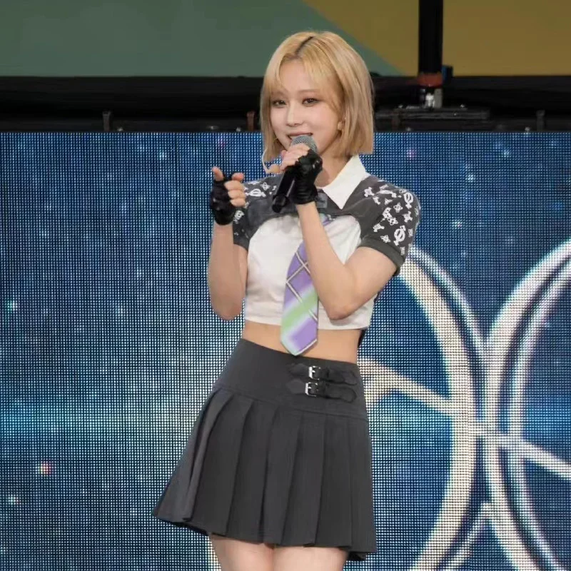 여성용 Kpop 아이돌 의류, 회색 플리츠 스커트, 재즈 댄스웨어, 댄서 복장, 음악 축제 복장, 레이브 스테이지 코스튬, JL4648, 겨울