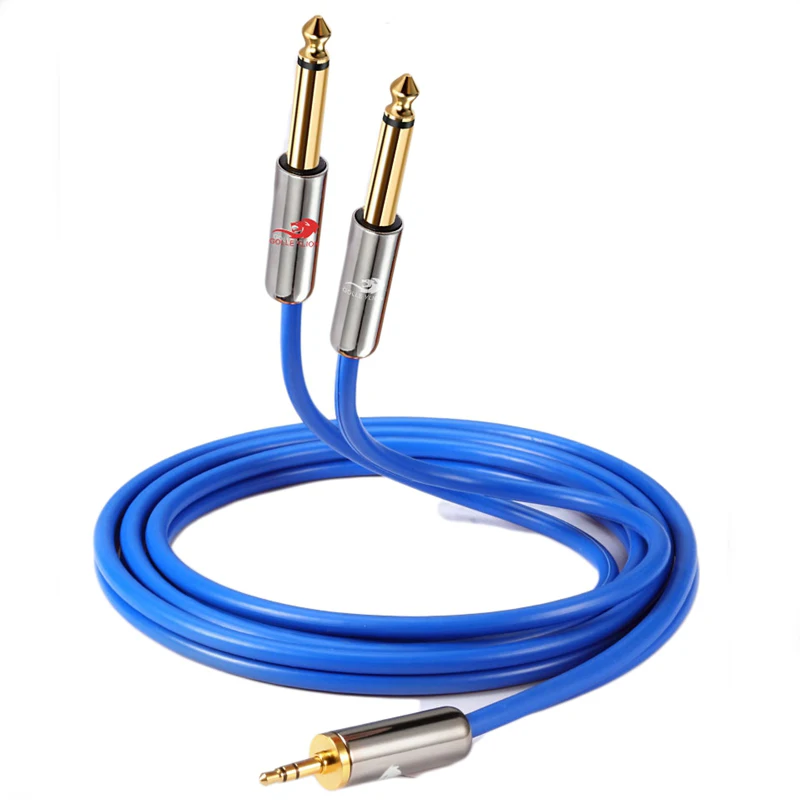 Hifi Audio Cable Mini Jack 3.5mm to Dual 6.35mm 1/4 TS Jack for Amplifier Mixing Console 3.5 Cable OFC Gold Plating 1M 2M 3M 5M