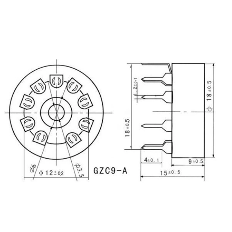 10PCS PCB 9Pin Ceramic B9A Vacuum Tube Socket Audio HIFI DIY Amps For 12AX7 12AU7 12AT7 ECC81 ECC82 ECC83