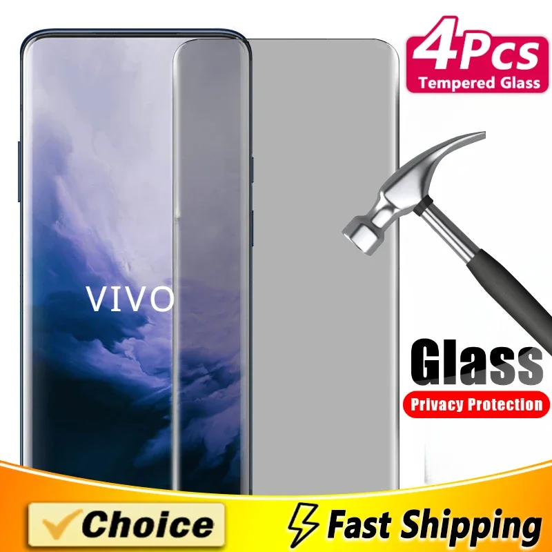 4Pcs Privacy Tempered Glass For Vivo X27 X30 Pro X9S X20 Plus X6 X7 X21 X23 X50E X60T X70 X80Lite AntiSpy Glare Screen Protector