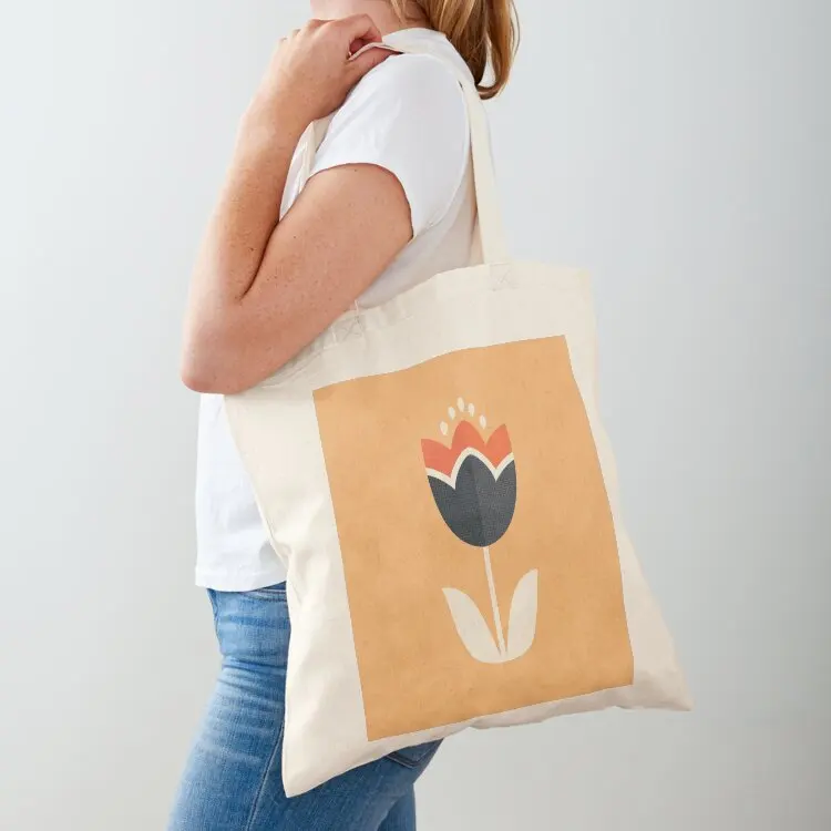 

Retro Tulip - Orange and Cream Tote Bag Canvas shoulder bag tote bag woman tote screen female