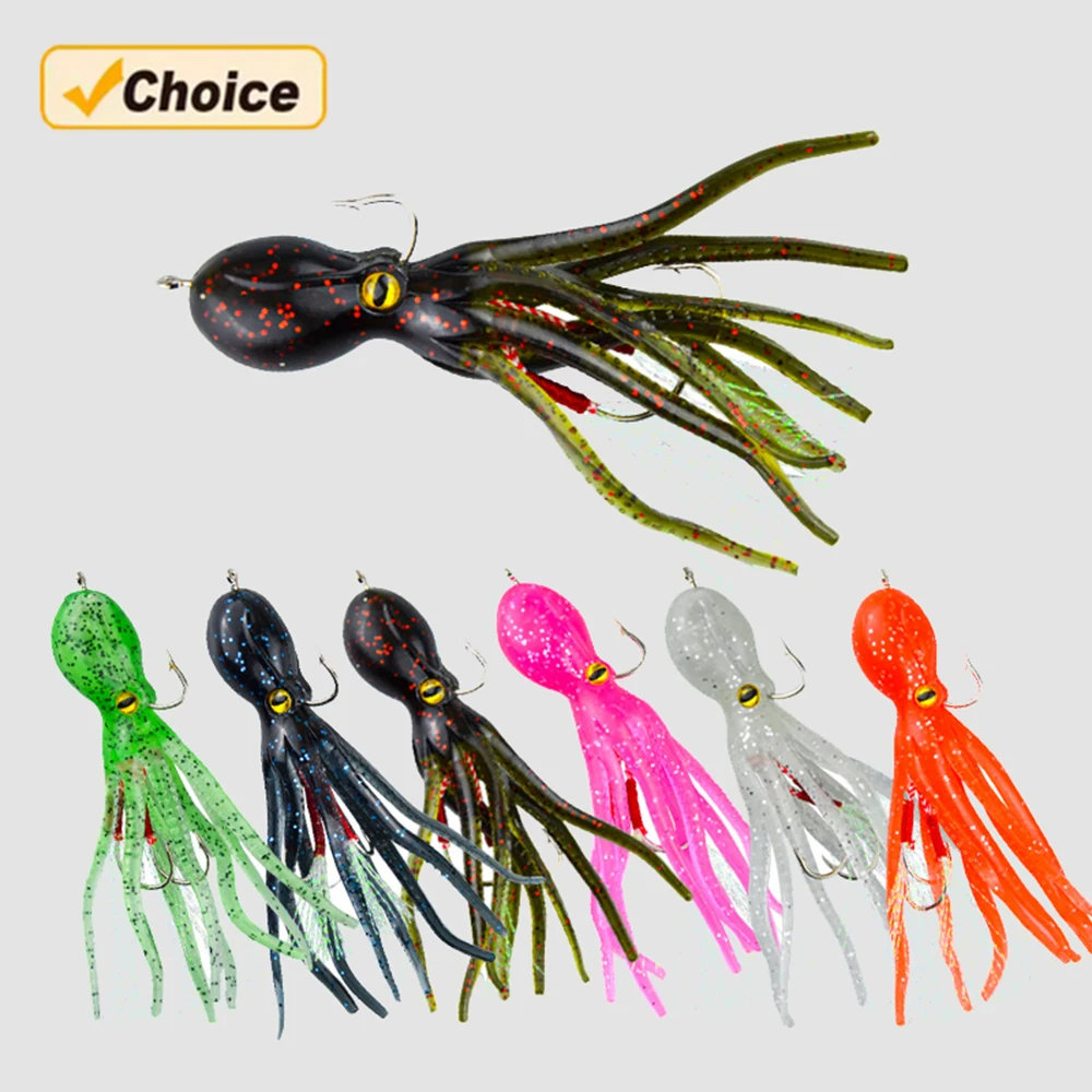 Built-in Counterweight Fishing Lure 22g 11cm Long Tail Soft Octopus Artificial Silicone Soft Bait Squid Skirts Octopus Baits