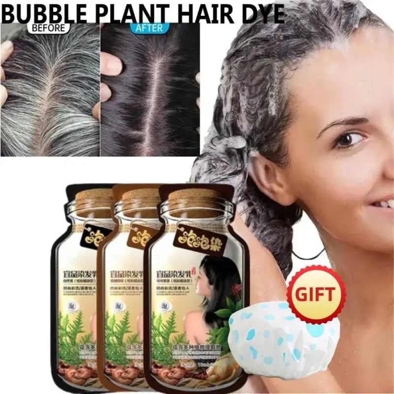 Hair Dye Shampoo Natural Plant Bubble Hair Dye Long-lasting Hair Color Plant-based Foam Hair Coloring Shampoo Covers Gray Hair