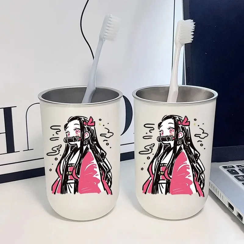 شيطان القاتل أنيمي الكرتون Nezuko طالب عنبر غسول الفم فرشاة الأسنان كوب الرجال والنساء موضة شخصية كوب السفر