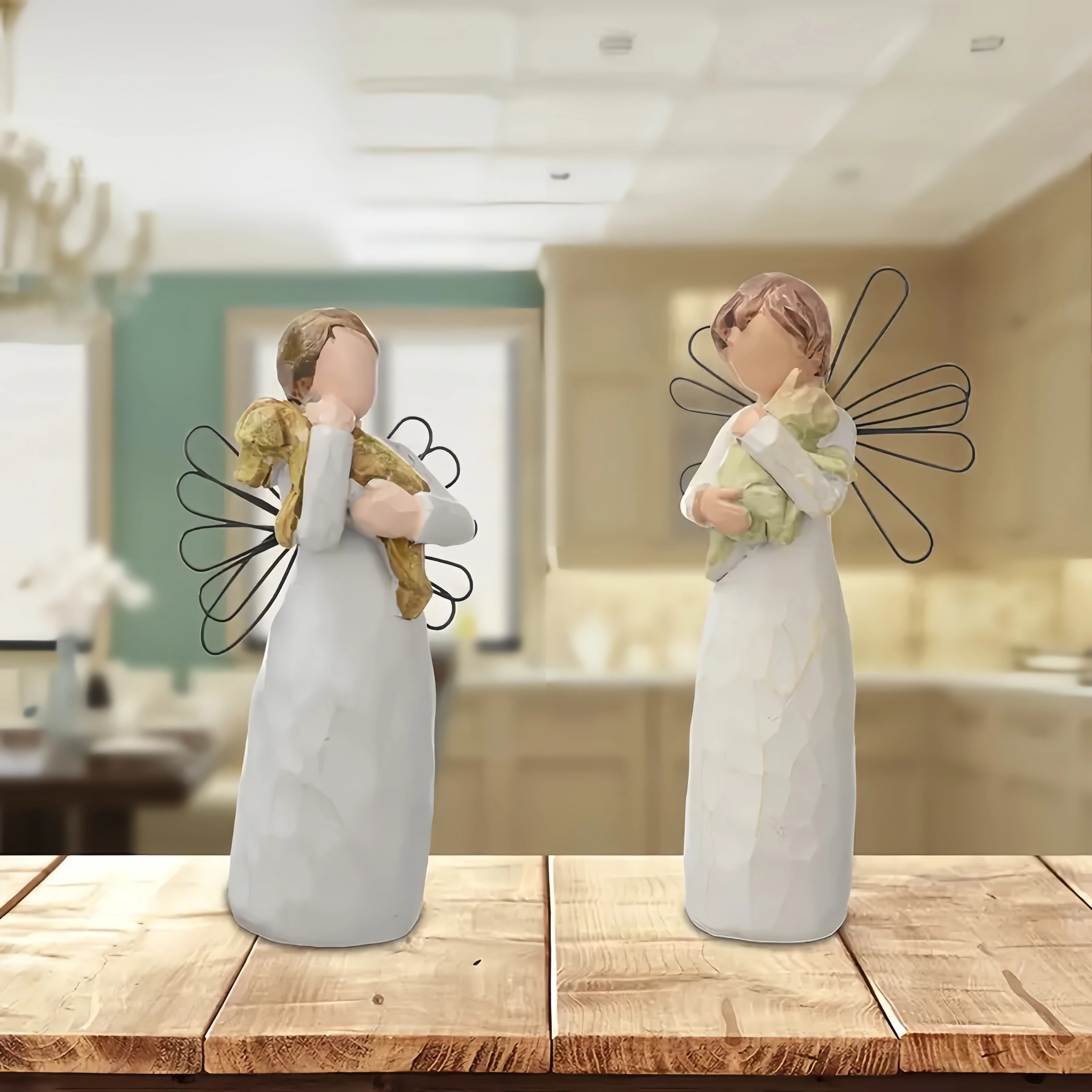 ملاك يعانق تماثيل القط والكلب ، ملاك الصداقة ، تذكار القط ، ديكور المكتب ، ديكور الغرفة ، هدية للأصدقاء ، هدية عيد الميلاد #6