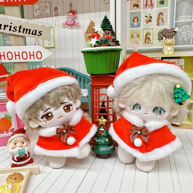 Ropa de muñeca Kawaii Idol de 10cm, bonito sombrero de Navidad, abrigo, chal, conjunto de copo de nieve, hombre de jengibre, suéter, muñeco de peluche, decoración de árbol de Navidad