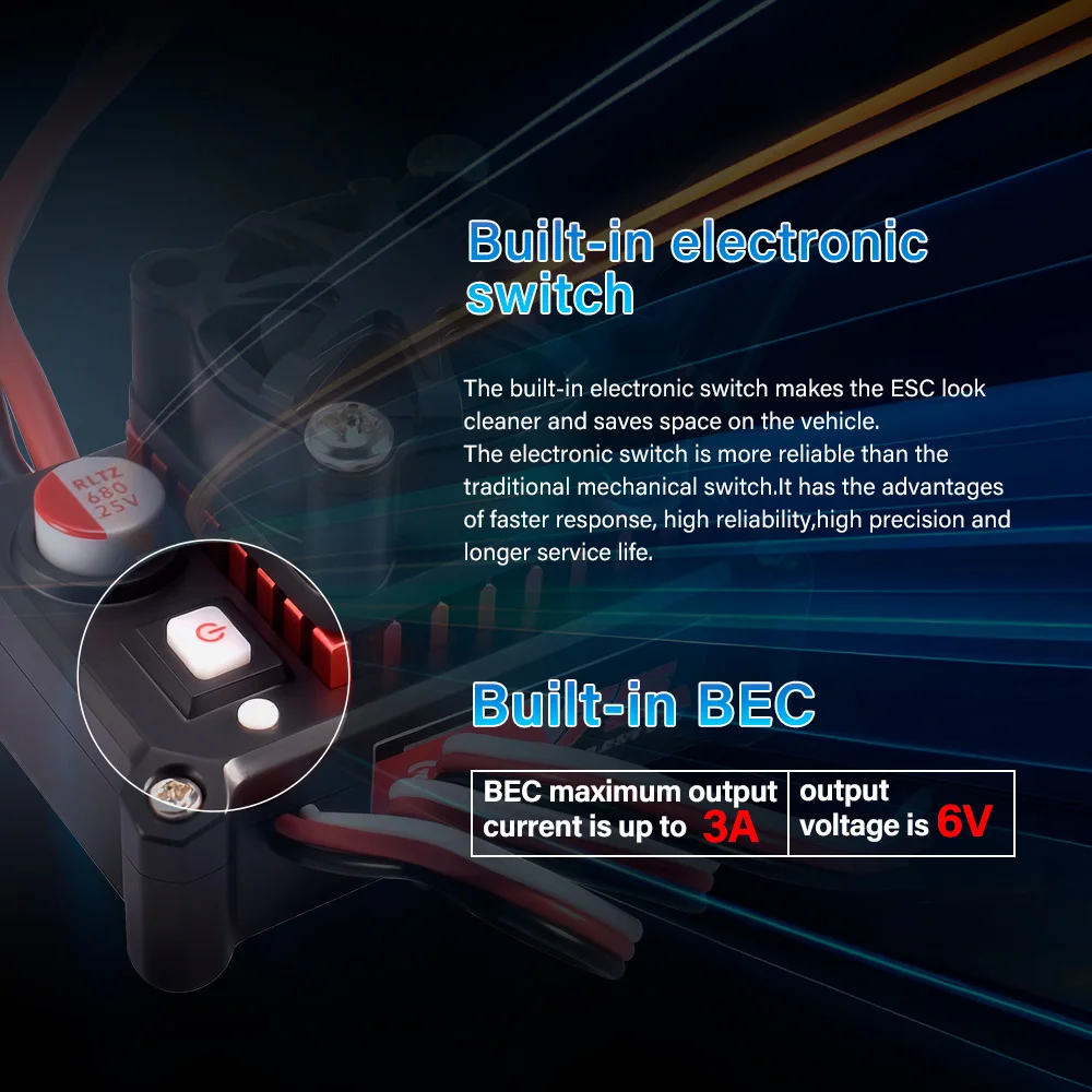 

Бесколлекторный регулятор скорости 9IMOD 75A (2-3S, 6В/2А) для моторов 540/3650/3660/3674 для радиоуправляемых моделей 1/8, 1/10 (Arma, Traxxas, Hsp, Tamiya, Axial SCX10, D90, Hpi)