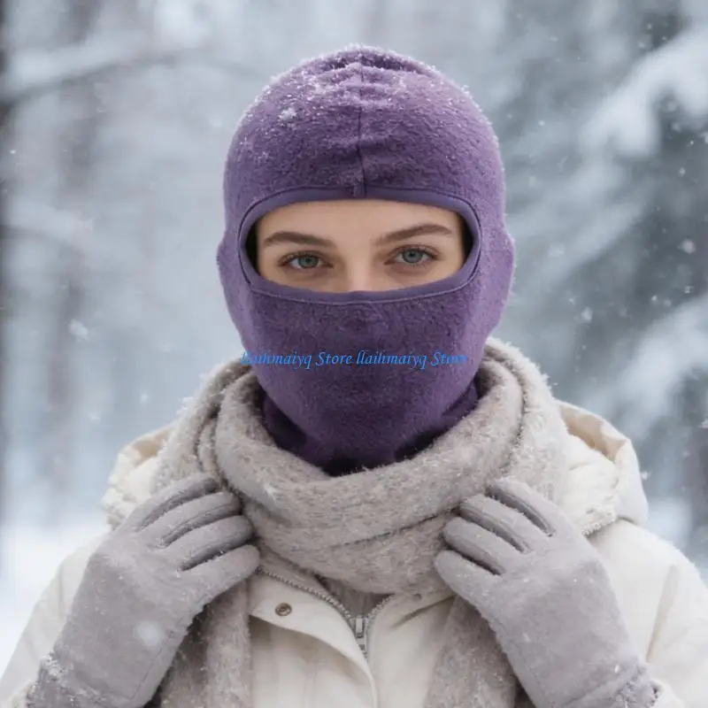 

573B Fleece Balaclava With Single Hole Design Full Face Head Cover for Heat Retention During Winter Outdoor Activities