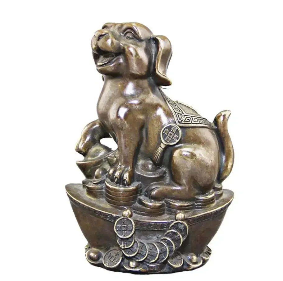 

Copper Statue Antique antique crafts manufacturers direct collection of copper, brass Yuanbao dog ornaments wholesale