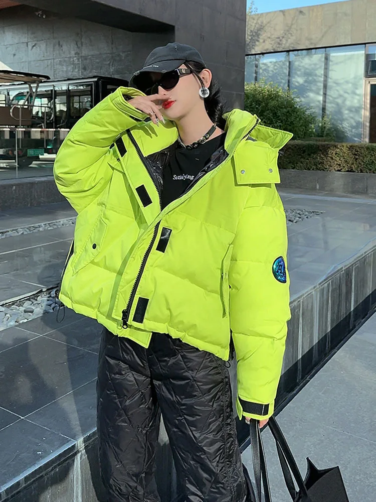 New Candy Color Loose Hooded Women Parkas Korean Printed Down Jackets Female Winter Thick Warm Bubble Coats College Style