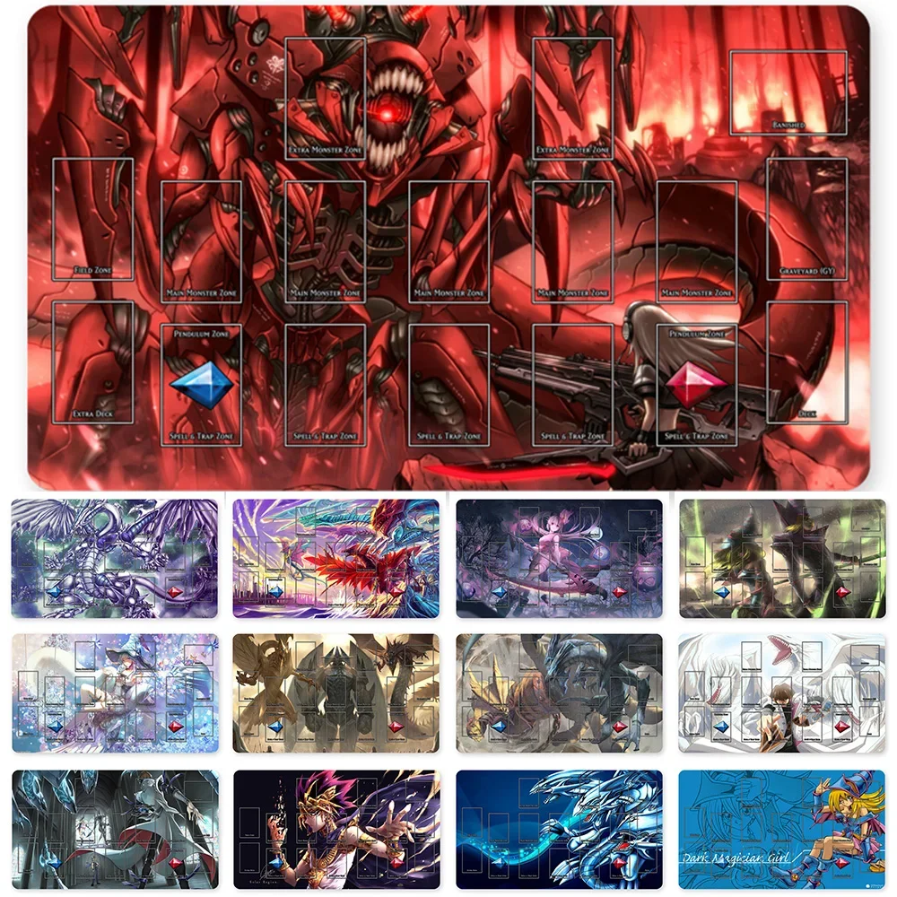 

YuGiOh Playmat Blue-eyes Ultimate Dragon Dark Magician Duel Monsters Playmats Compatible for OCG TCG + Free Bag - ygo (35)